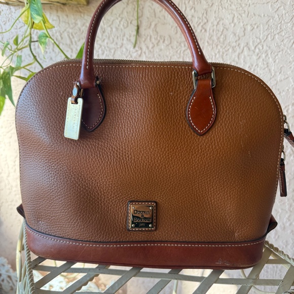 Dooney & Bourke Pebble Grain Zip Zip Satchel - Caramel Top Handle - Picture 2 of 11